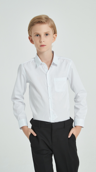 Mayorista Yves Enzo - Camisa infantil de 6 a 16 años - Sarga blanca