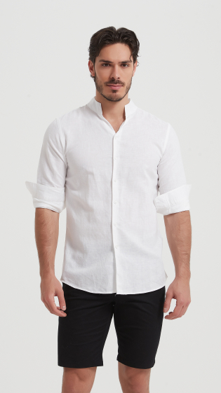 Grossiste Yves Enzo - Chemise lin coupe ajustée col châle