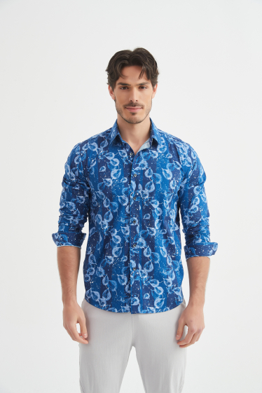 Mayorista Yves Enzo - Camisa "PREMIUM" elástica con motivos de corte ajustado