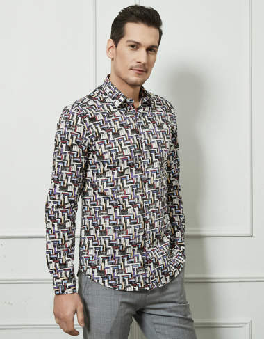 Grossiste Yves Enzo - Chemise STRETCH motifs DIGITAL en slim fit