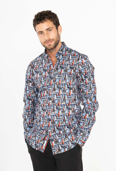 Grossiste Yves Enzo - Chemise STRETCH motifs DIGITAL en slim fit