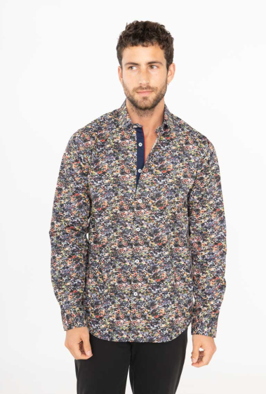 Mayorista Yves Enzo - Camisa STRETCH estampados PUZZLE corte recto