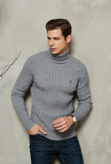 Wholesaler Yves Enzo - Cable knit Turtle neck jumper with logo