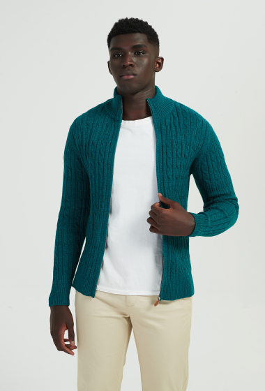 Grossiste Yves Enzo - Gilet zip torsadé en cashmere touch