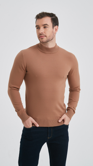 Wholesaler Yves Enzo - Grey “cashmere touch” funnel neck sweater