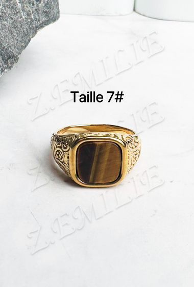 Wholesaler Z. Emilie - Steel signet ring with tiger's eye stone