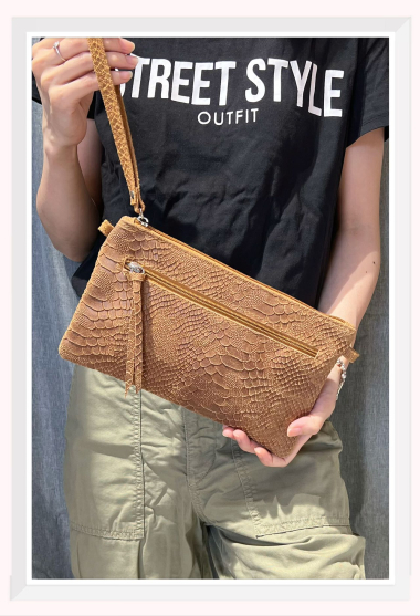 Grossiste Z & Z - Pochette en cuir imprimé python