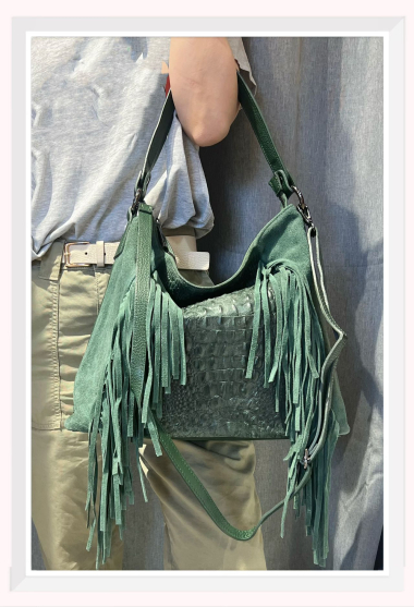 Wholesaler Z & Z - Leather shoulder bag with fringe detail