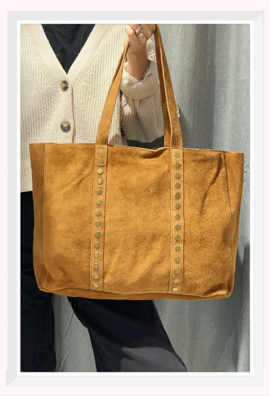 Wholesaler Z & Z - Suede tote bag with studded detail