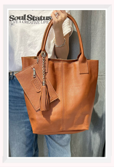 Wholesaler Z & Z - Grained leather shopper bag