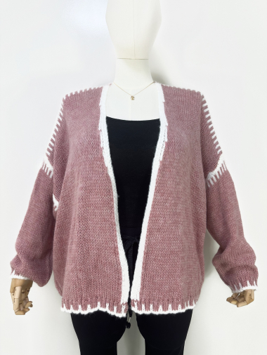 Wholesaler Zafa - Contrast-trimmed cardigan