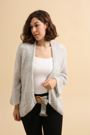 Wholesaler Zafa - Fluffy knit vest with batwing sleeves