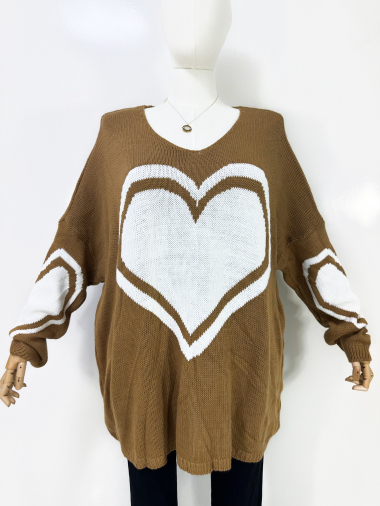 Wholesaler Zafa - LARGE SIZE Double heart sweater