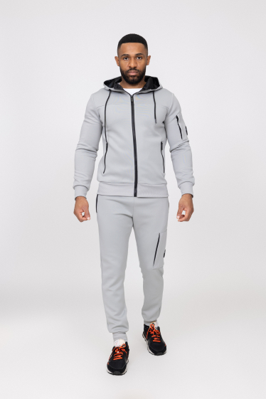 Grossiste Zayne Paris - Ensemble jogging avec capuche et zip uni