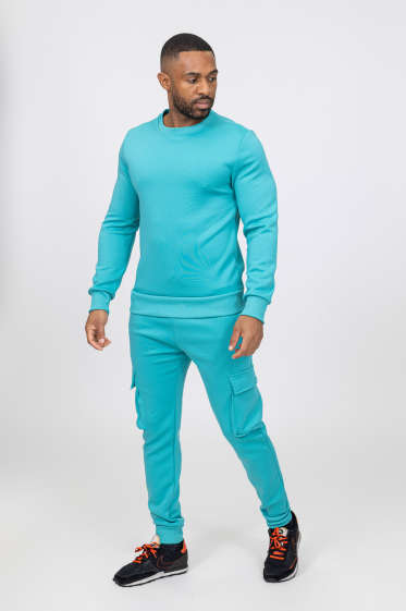 Wholesaler Zayne Paris - Jogging set with round-neck sweatshirt and cargo joggers