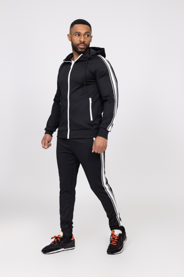 Grossiste Zayne Paris - Ensemble jogging avec zip bande et capuche