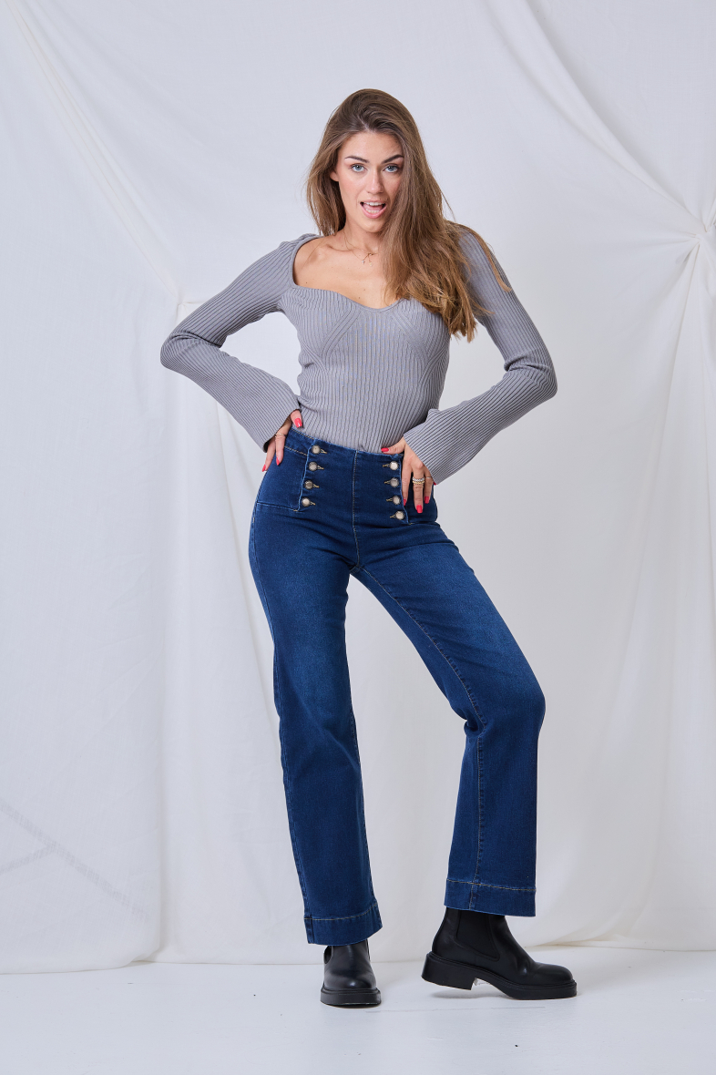 Wide-Leg Jeans (Button closure) ANA & LUCY | Paris Fashion Shops