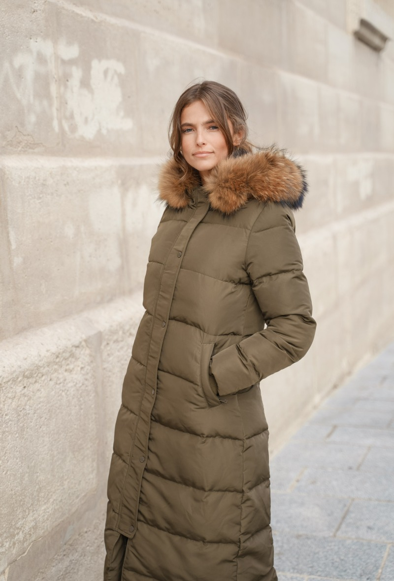 Parka longue matelass e v ritable fourrure