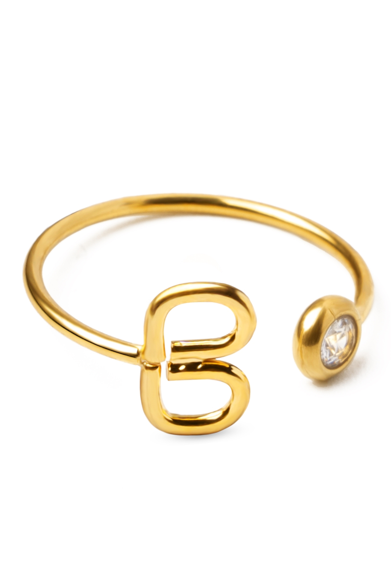 Bague Initial avec Lettre Alphabet en Acier inoxydable pierre