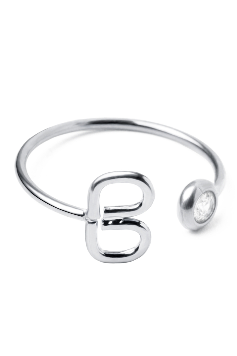 Women s Initial Ring with Alphabet Letter in Stainless Steel