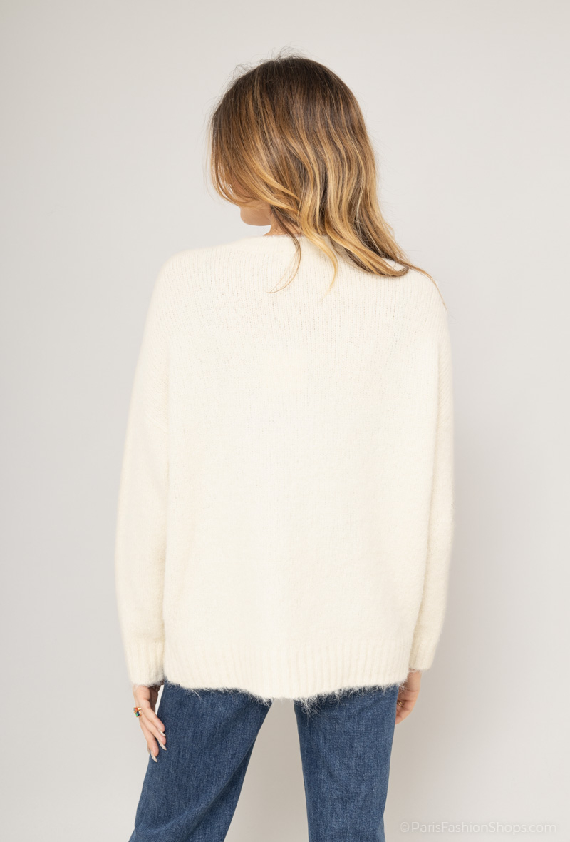 Oversized knitted sweater in mohair blend with CHARLIZE inscriptions