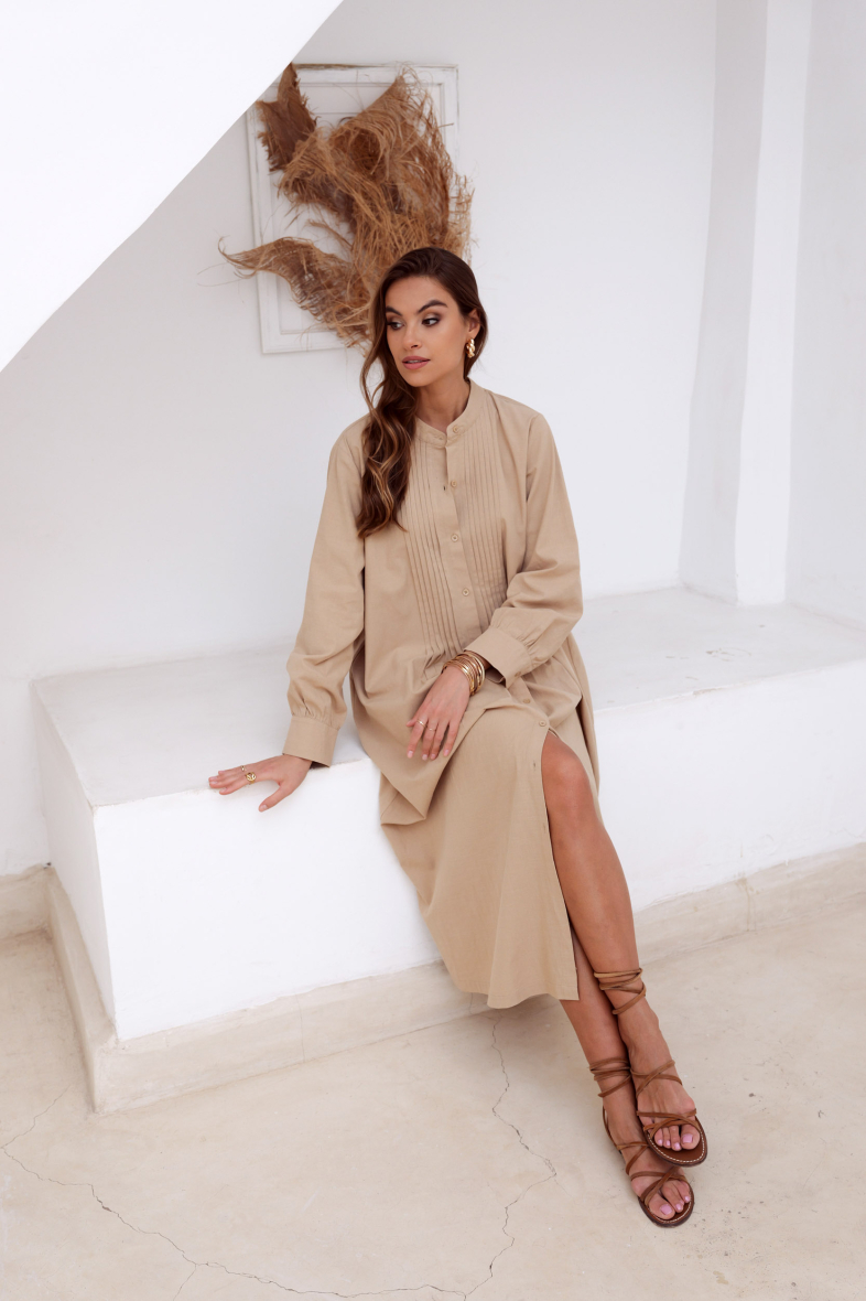 Robe longue lin discount beige