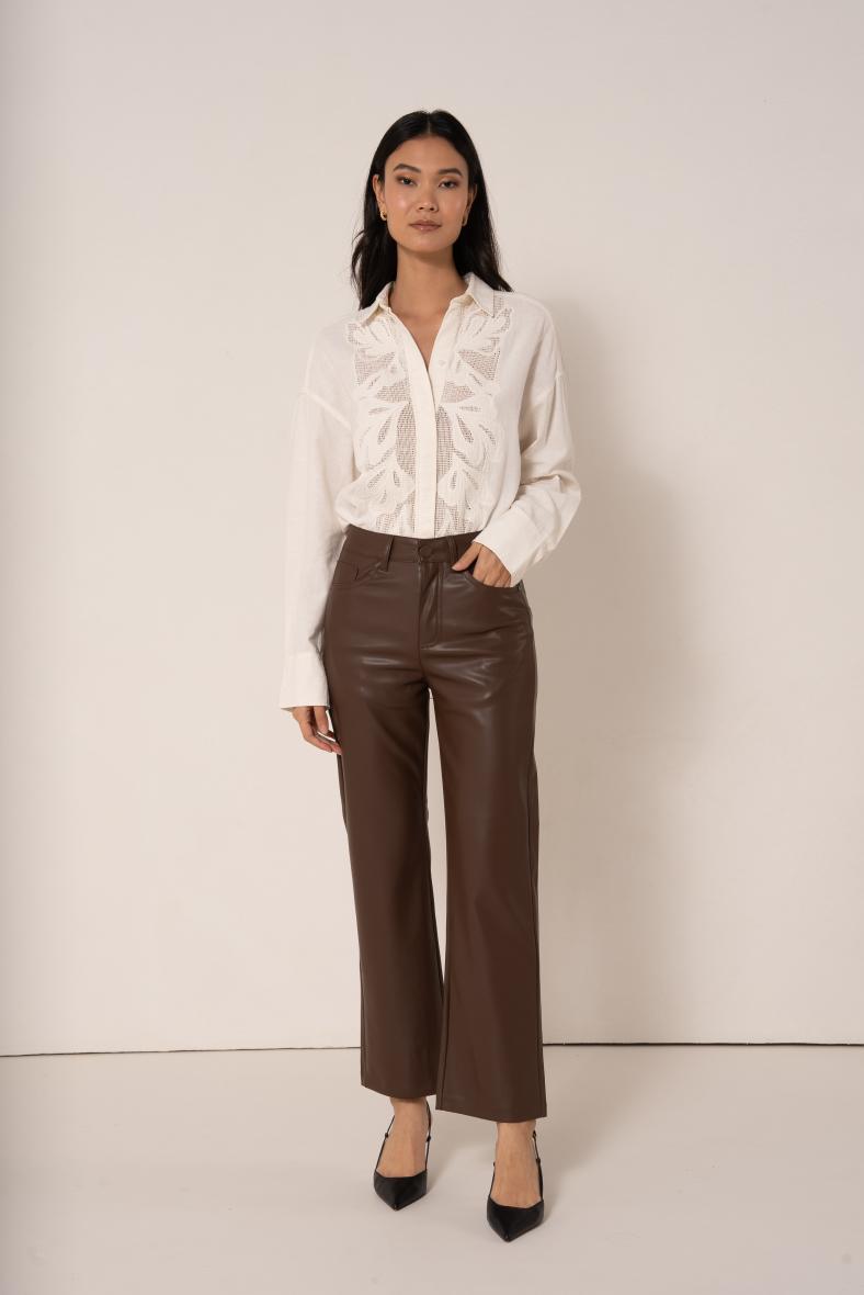 Buy H&M Women Black Faux Leather Trousers - Trousers for Women 13147644 |  Myntra