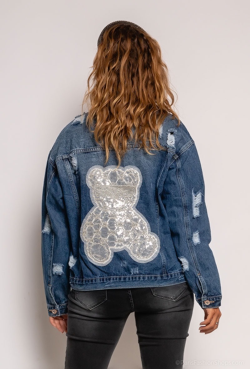 13DE MARZO x INSTINCTOY Crystal Erosion Bear Denim Jacket Illusion Blu –  Fixxshop
