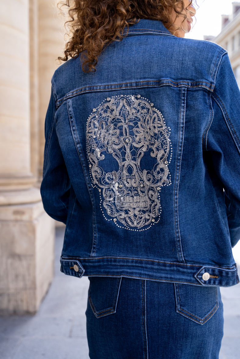 Veste en jean 2025 tete de mort