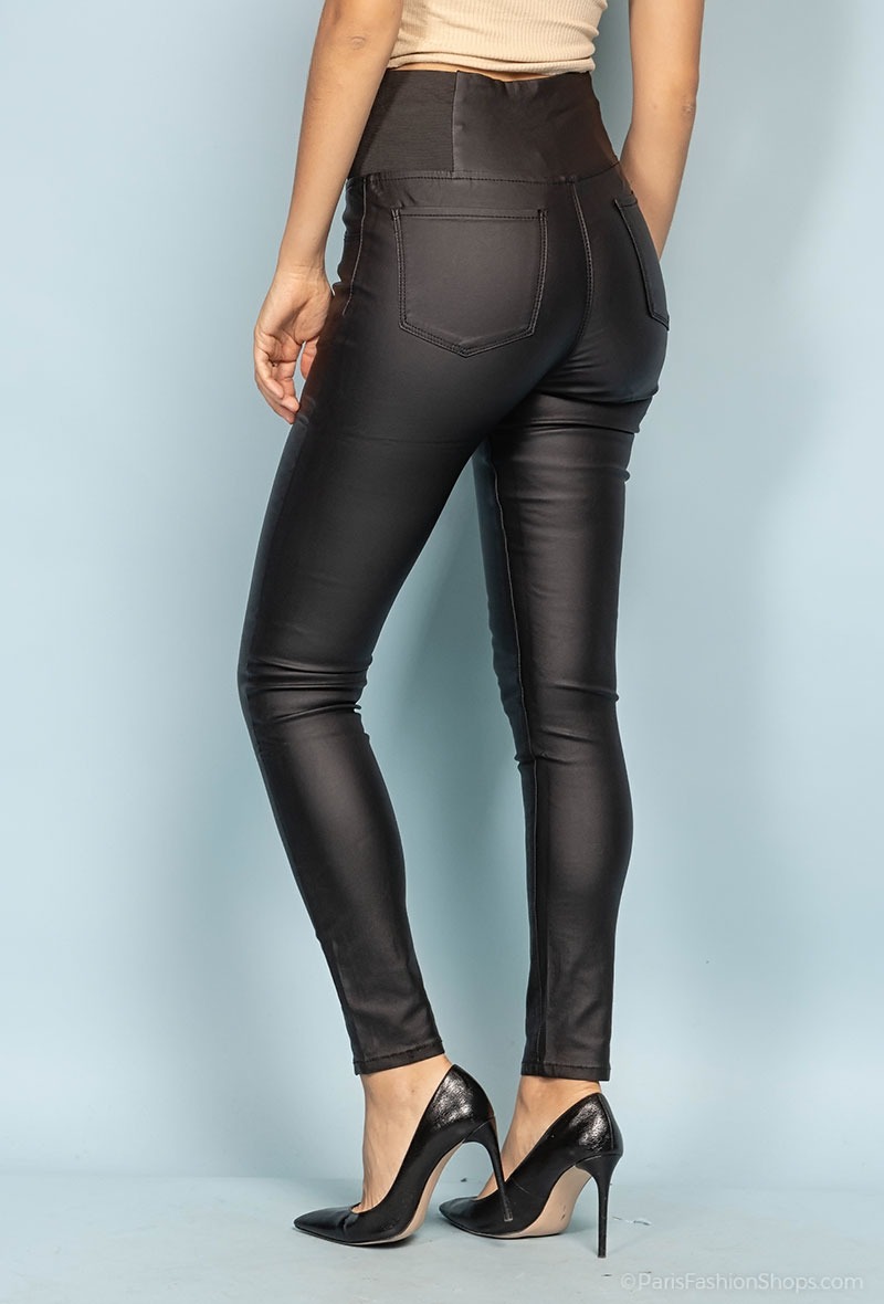 Brown faux-leather cargo pant