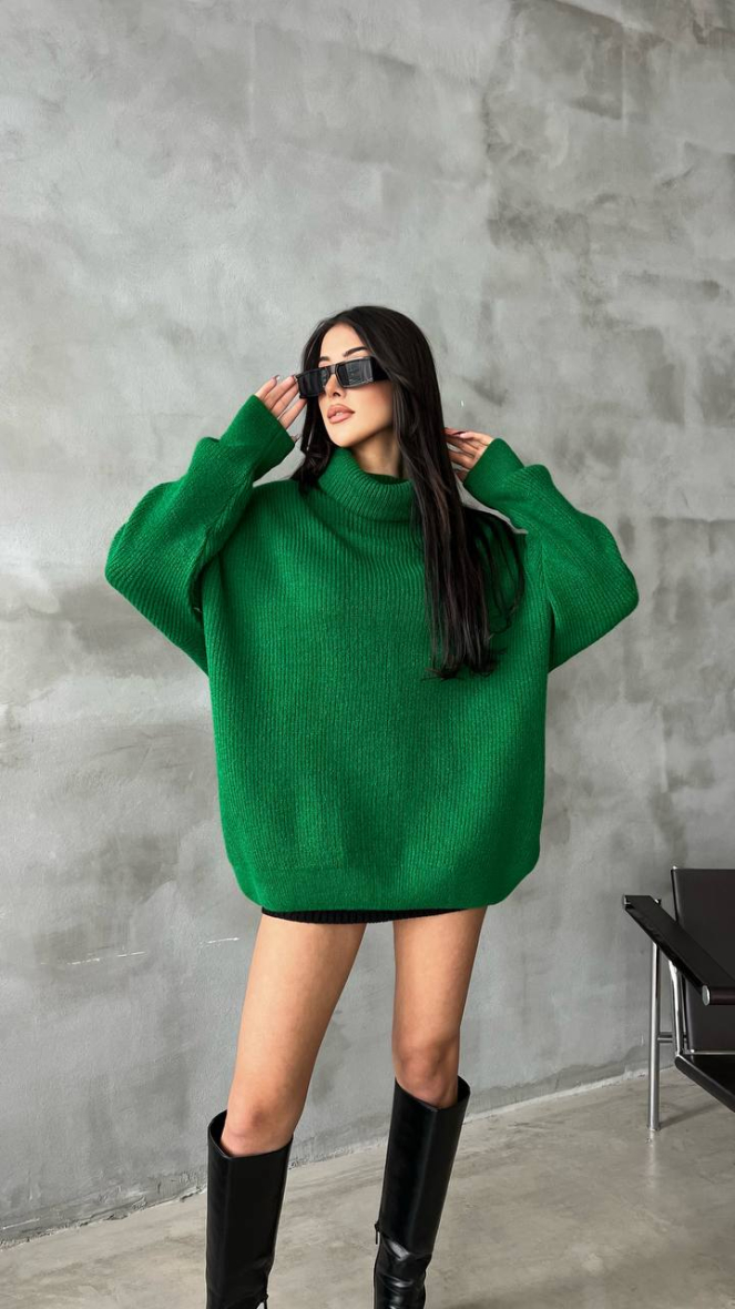 Long Oversized Knitted Sweater with Long Sleeves FENOMEN Paris