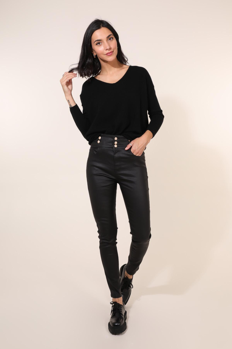 Pantalon enduit femme outlet taille haute