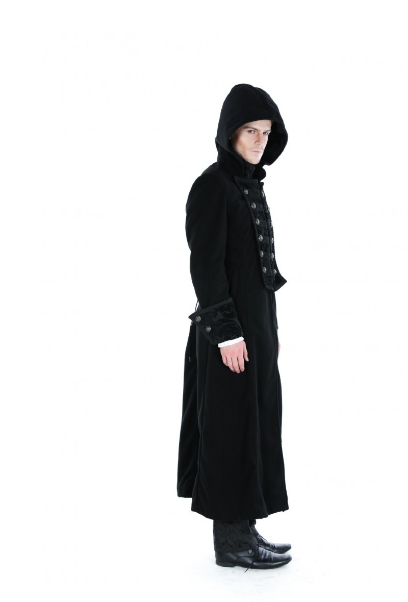 Manteau long noir gothique aristocrate homme Pentagramme Hommes S M L XL  XXL Xxxl Noir Romantique