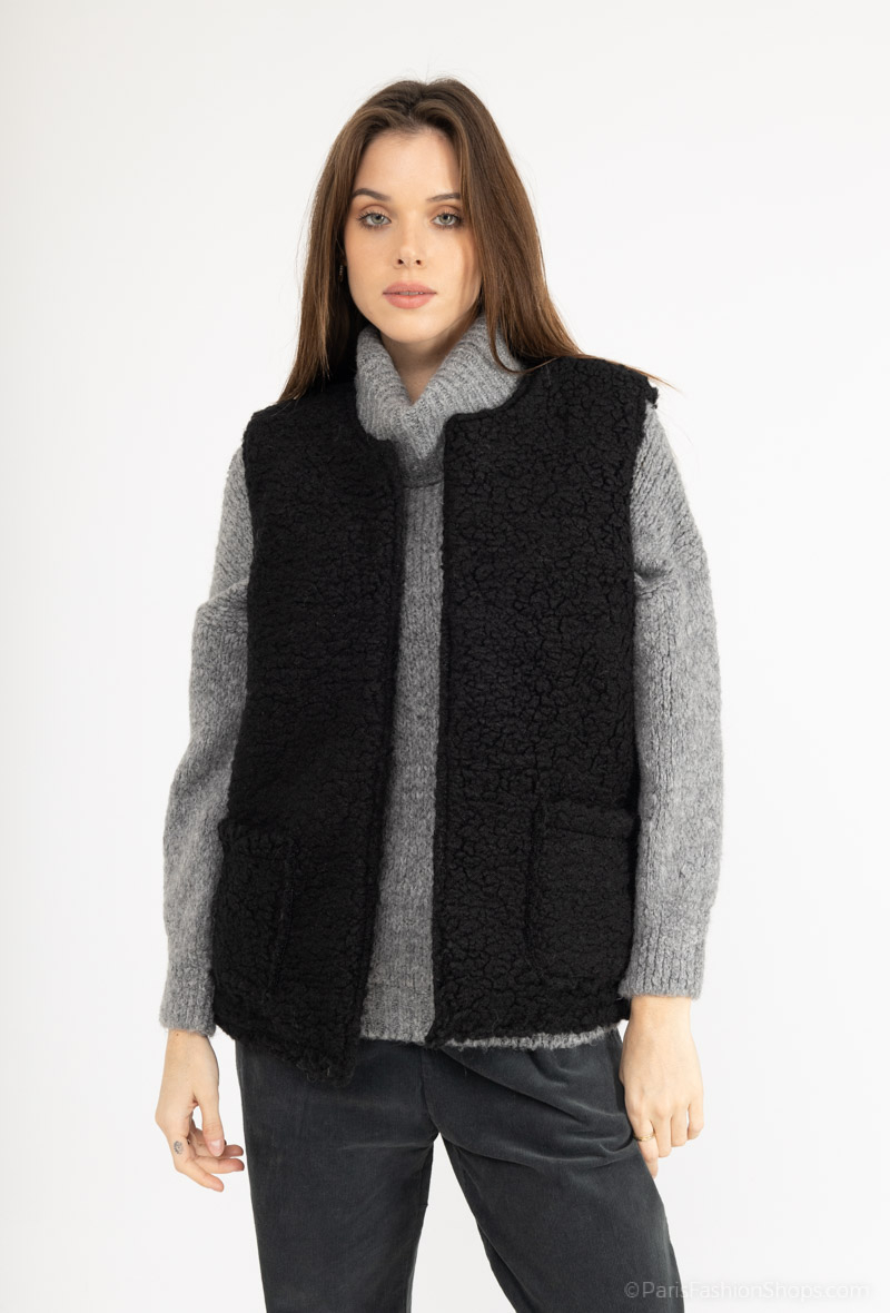 Gilet moumoute sans manches reversible P POUZ PARIS Paris