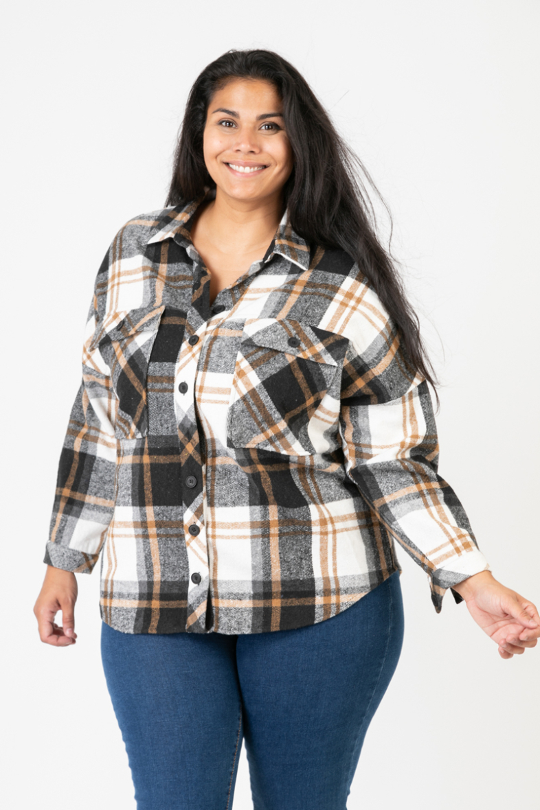 Plus Size Plaid Flannel Shirt