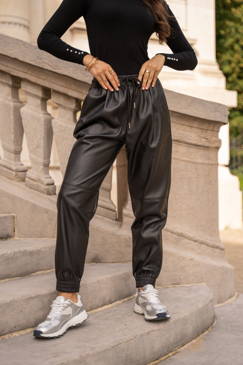 Pantalon jogger 2024 simili cuir femme