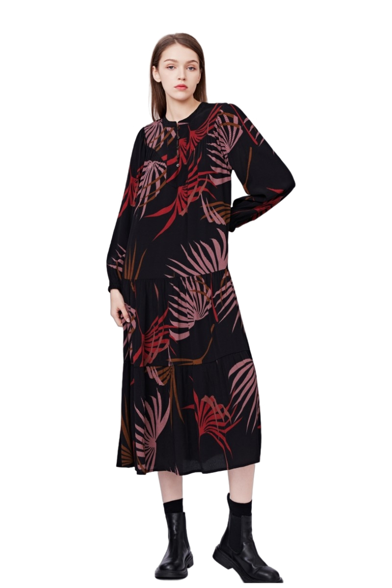 Robe long en imprim e palme femme