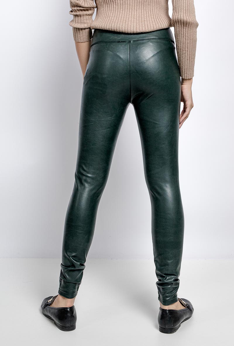 Leather look pants green - women clothes, ckontova