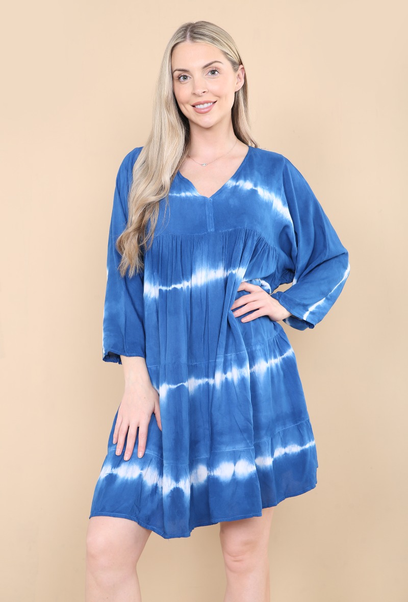 Dress Woman tie dye tunic 2023 fashion short sleeve summer noida