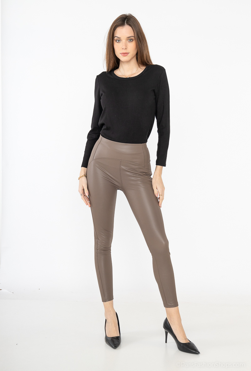 Leather Leggings - Taupe - Ladies | H&M CA