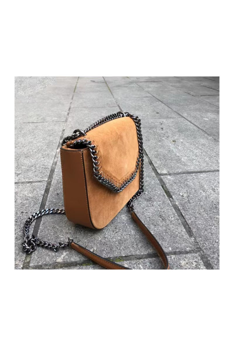 Sac bandoulière forme messenger, Daim Camel