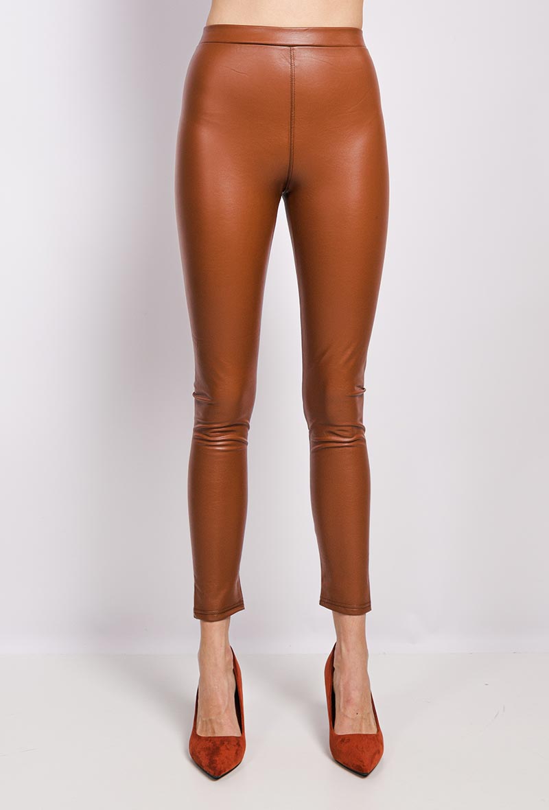 The Jora Faux Leather High Waist Legging In Camel • Impressions Online  Boutique