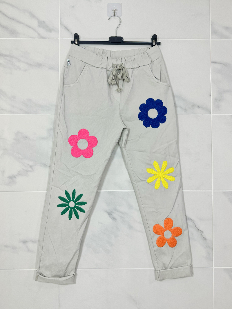 Embroidered flower pants