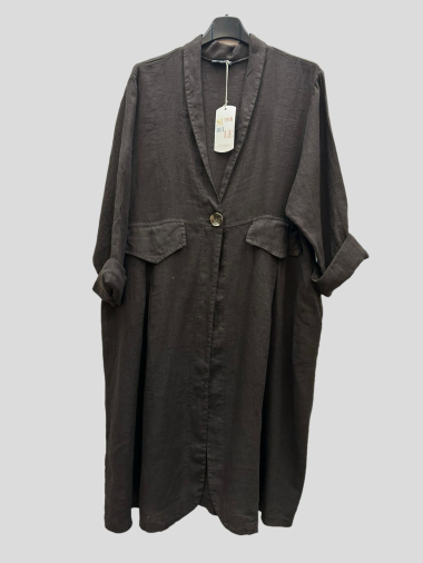 Grossiste 123LINO - Gilet veste en lin avec bouton