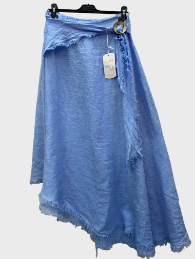 Wholesaler 123LINO - Linen skirt with decorative button