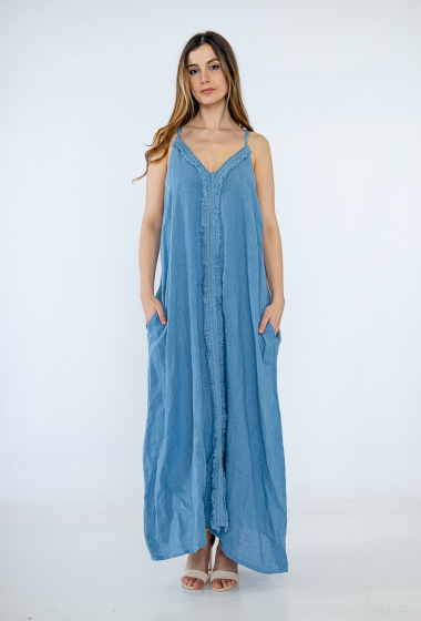 Grossiste 123LINO - Longue robe à bretelle en lin