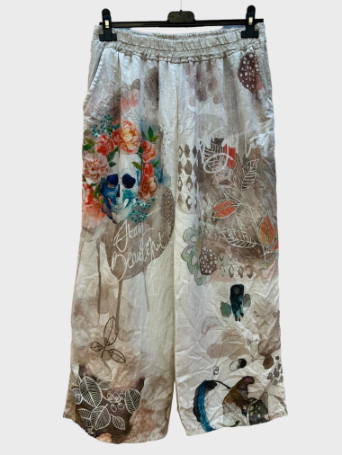 Wholesaler 123LINO - 3/4 TROUSERS WITH PRINTED FRONT AND TWO POCKETS