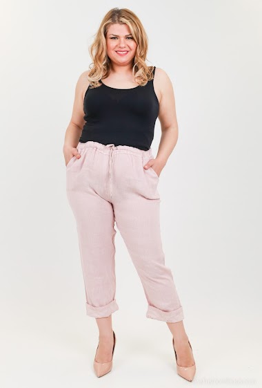 Linen trousers with lace