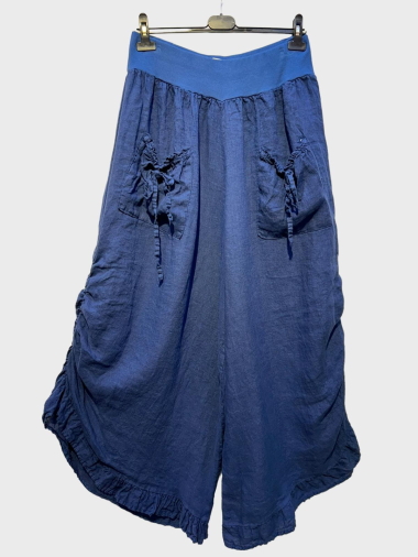 Grossiste 123LINO - Pantalons en lin avec taille élastique