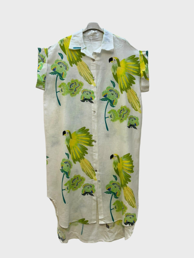 Grossiste 123LINO - Robe chemise en lin imprimé